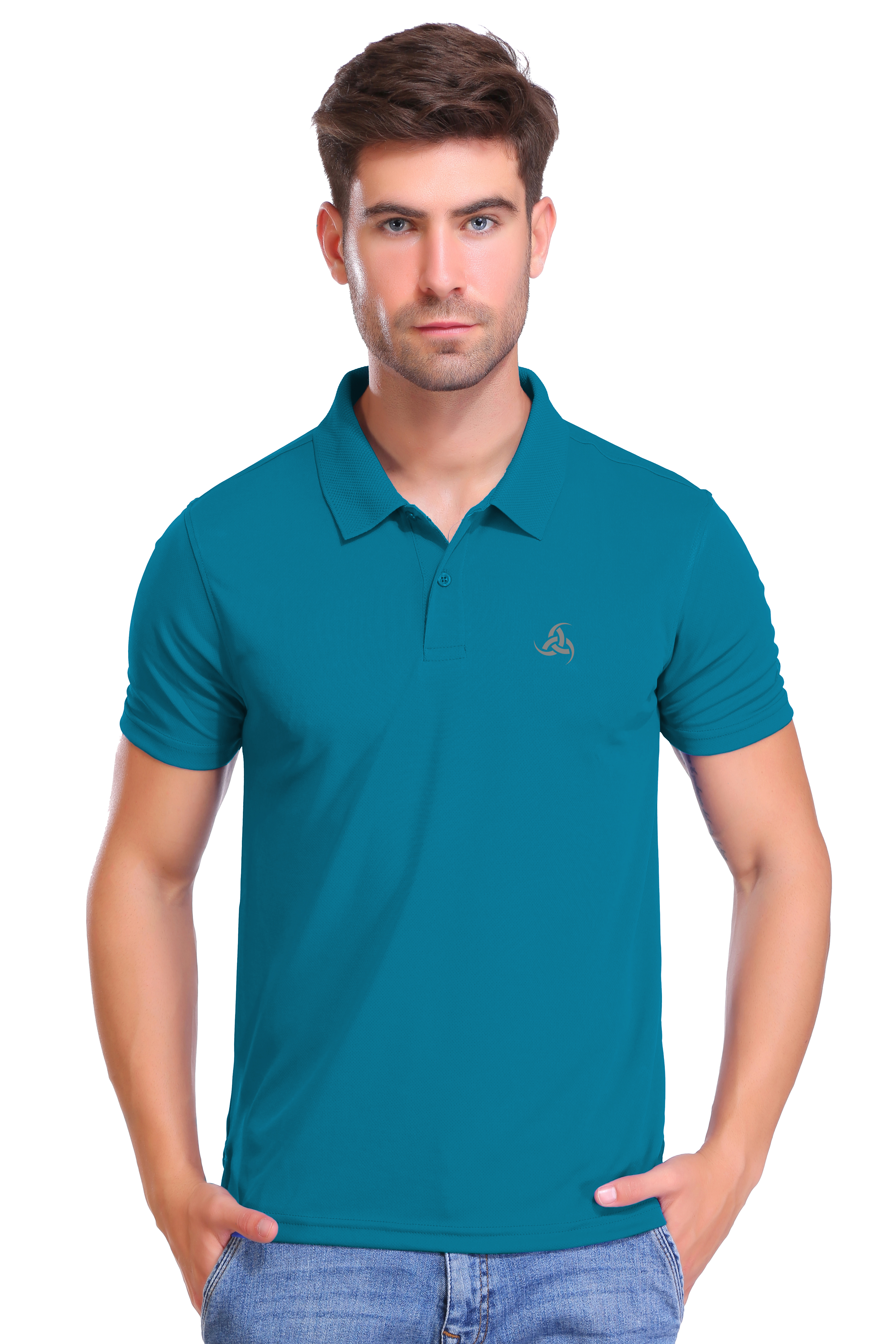 Men's Polo T-Shirt – Micro Polyester, Moisture-Wicking, Anti-Odor, Reflective Logo – Regular Fit – Made in India
